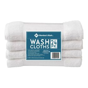Commercial Hospitality Washcloths, White, 24-Pack