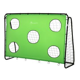 8 x 3ft Soccer Goal Target Goal 2 in 1 Design Indoor Outdoor Backyard with All Weather Polyester Net Best Gift (Option: Black,Green-890x350x110 mm)
