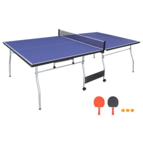 8-foot Medium-sized Foldable And Portable Indoor Table Tennis Table Set, Including A Net, 2 Pairs Of Table Tennis Rackets, And 3 Balls (Option: Blue)