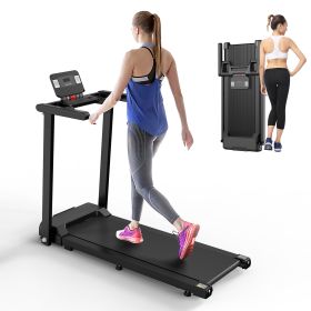 Quiet Folding 2.5 HP Treadmill With LED Display, Cup Holder And Safety Key (Option: Black)