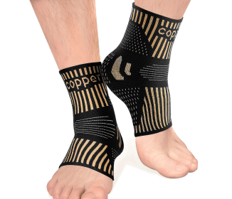 1 Pair Copper Ankle Support Sleeves Unisex Wicking With Arch Heel Stabilization Ideal For Basketball Tennis Running (Option: M)