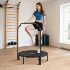 40" Foldable Mini Trampoline, Rebounder Trampoline for Adults with Adjustable Foam Handle, Black (Option: Black-800x375x120 mm)