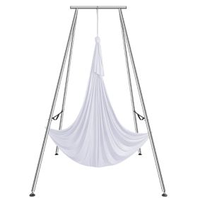 VEVOR Aerial Yoga Frame & Yoga Hammock, 9.67 ft Height Professional Yoga Swing Stand Comes with 6.6 Yards Aerial Hammock (Color: White, Includes Hammock: Yes)