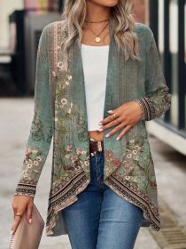 Shawl Small Suit Cardigan Outer Wear Ethnic Style (Option: Green-XXL)